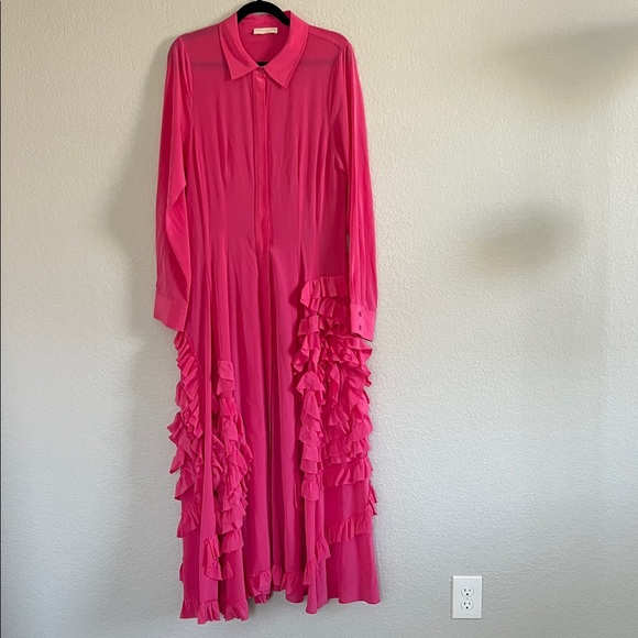 Ulla Johnson Vibrant Pink Ruffle Maxi Dress - Picture 3 of 13